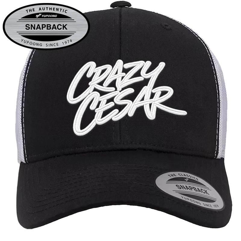 Crazy Cesar Navy Retro Trucker Hat – Curved Bill Snapback Cap