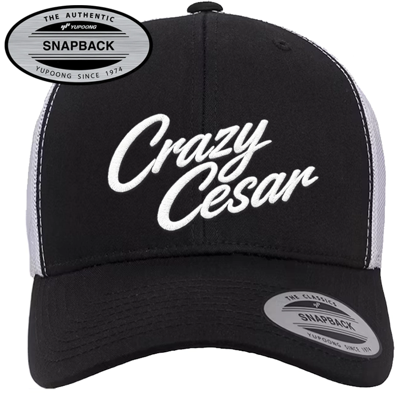Crazy Cesar Gray Retro Trucker Hat – Curved Bill Snapback Cap