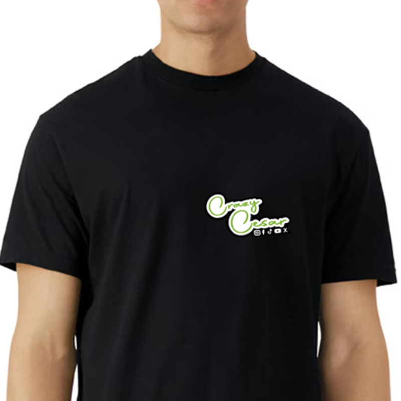 Crazy Cesar White Outline Side Chest Logo T-Shirt - Image 2