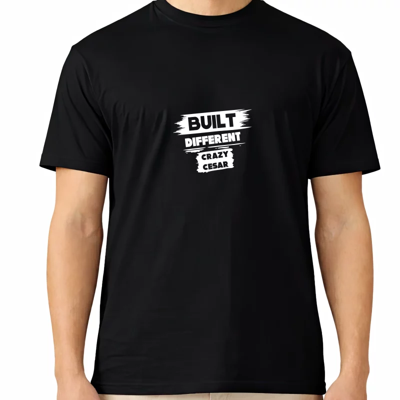 Built Different Crazy Cesar Men’s Graphic T-Shirt – Black