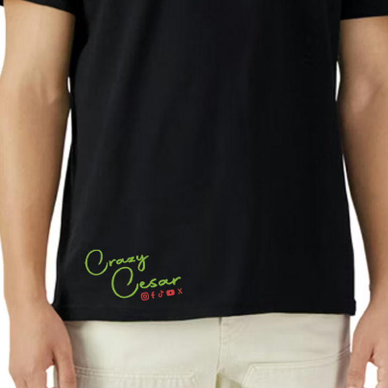 Crazy Cesar Cotton Streetwear T-Shirt – Green Side Logo - Image 2