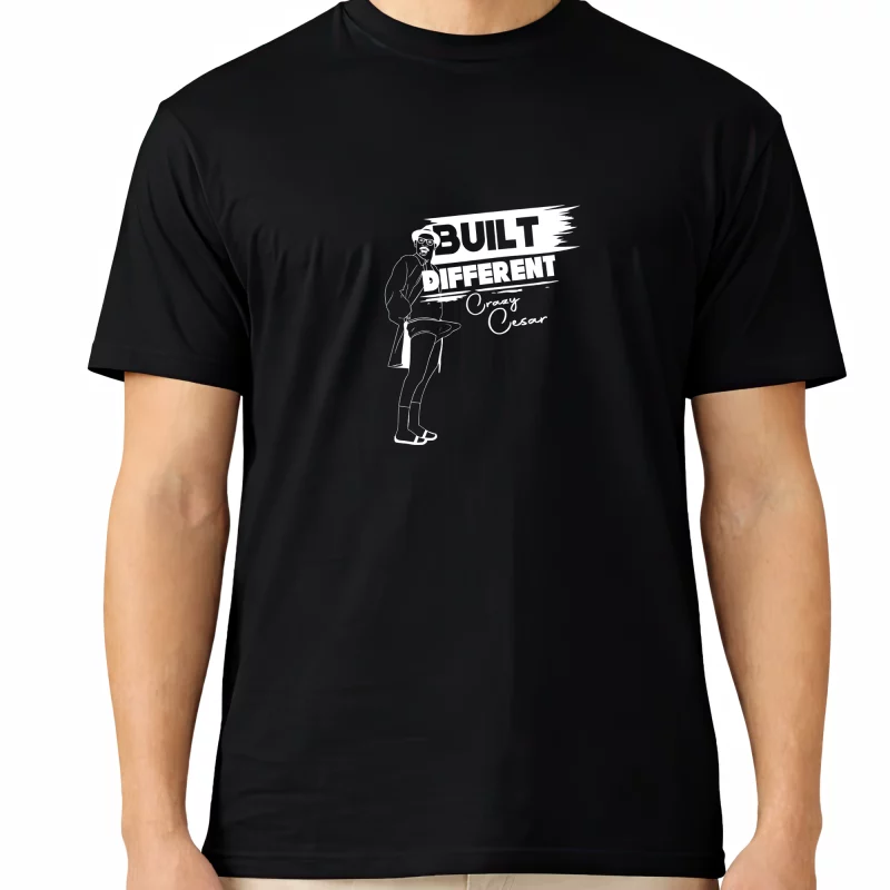 Built Different Crazy Cesar Character T-Shirt – Men’s Black
