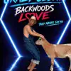 Crazy Cesar with a cow in front of neon "Backwoods Love" sign.