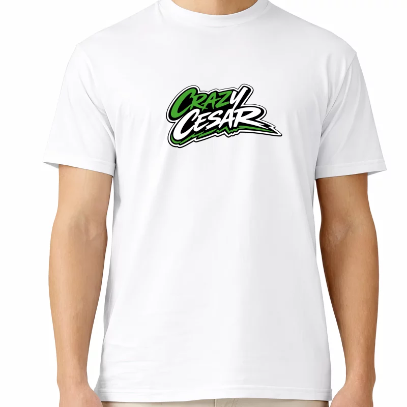 Crazy Cesar Script Logo T-Shirt – White Edition (Premium Screen Print)