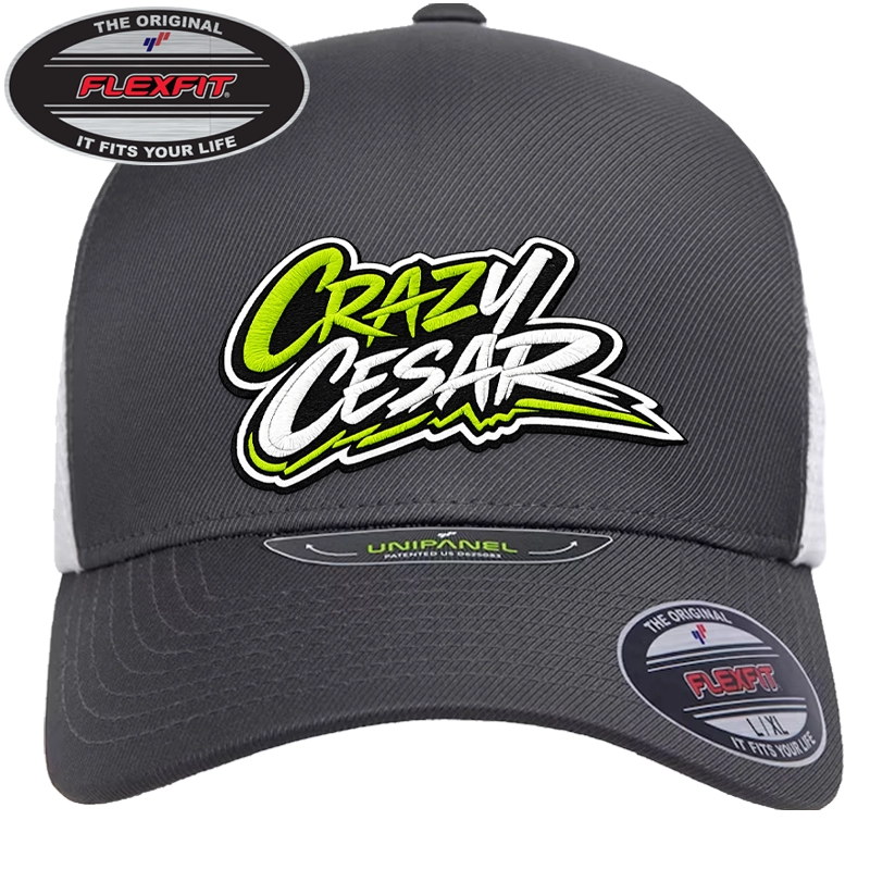 Crazy Cesar Embroidered Flexfit Hat –  Light Gray