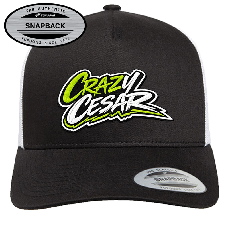 Crazy Cesar Black Snapback Hat Green Logo | Streetwear Flat Bill Cap