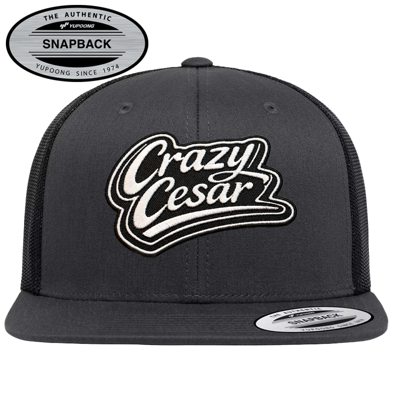 Crazy Cesar Snapback Hat Gray – 5 Panel Flat Bill Trucker Cap