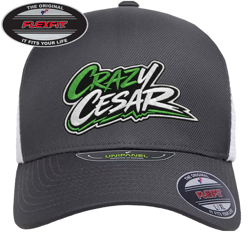 Crazy Cesar Embroidered Flexfit Hat –  Light Gray