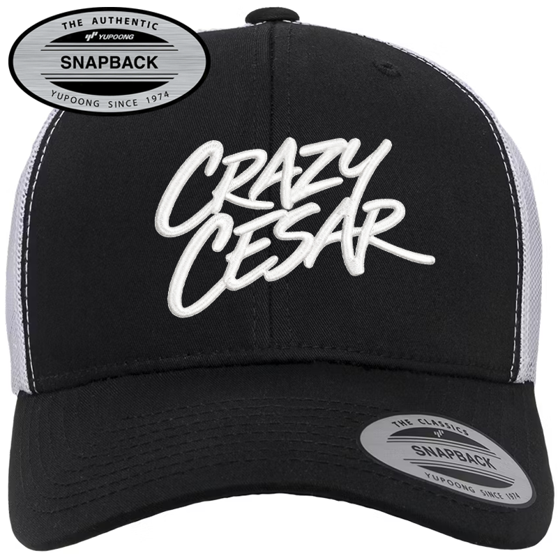 Crazy Cesar Navy Retro Trucker Hat – Curved Bill Snapback Cap