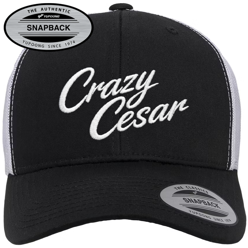 Crazy Cesar Gray Retro Trucker Hat – Curved Bill Snapback Cap