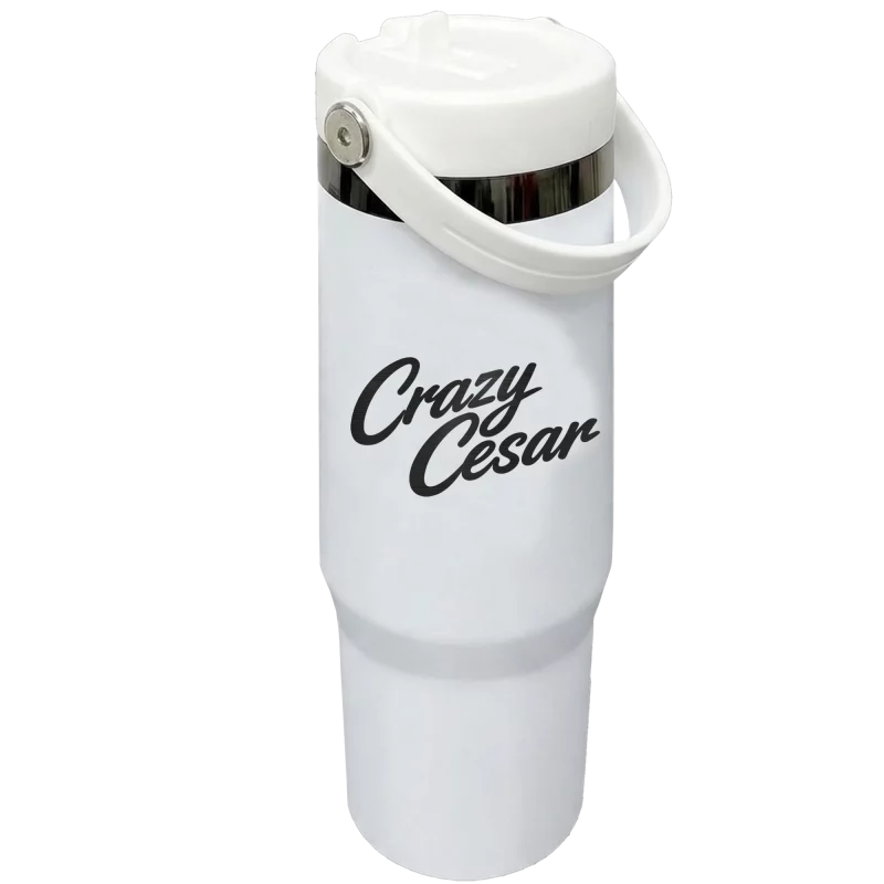 Crazy Cesar White Tumbler – Insulated Stainless Steel Cup