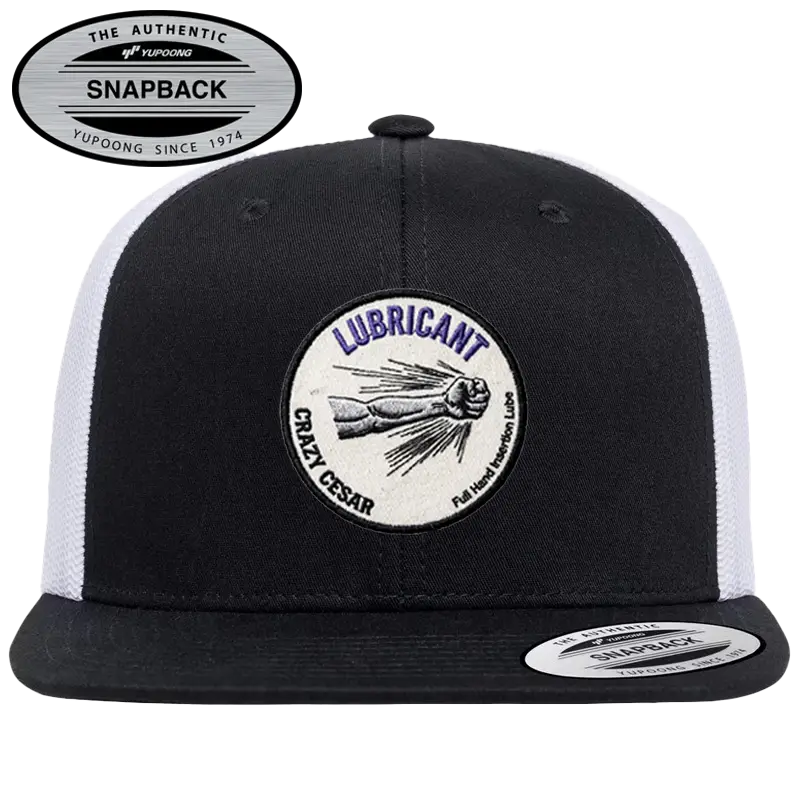 Crazy Cesar Black Snapback Cap – Lubricant Logo Flat Bill Hat