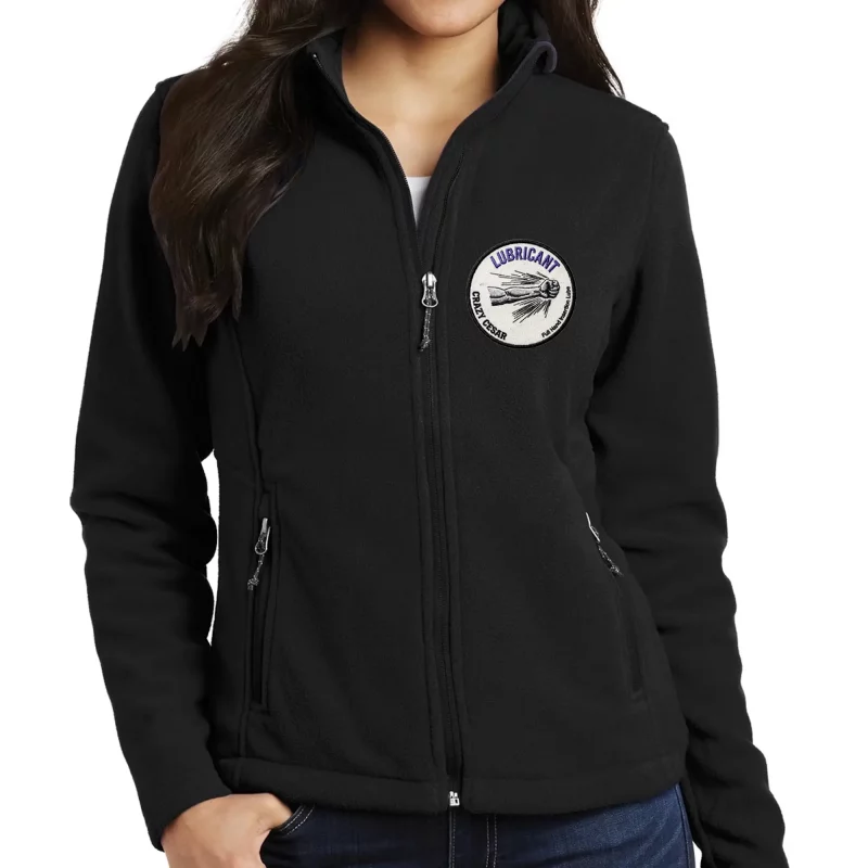 Black Zip-Up Jacket with Round Logo