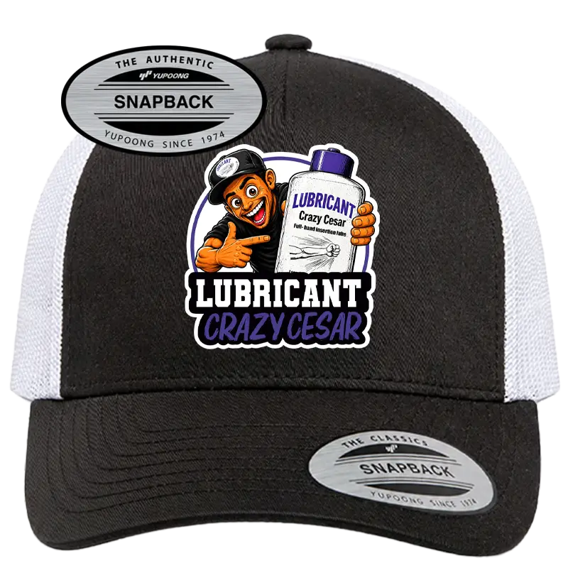 Crazy Cesar Black Snapback Cap ā Lubricant Logo Structured Hat