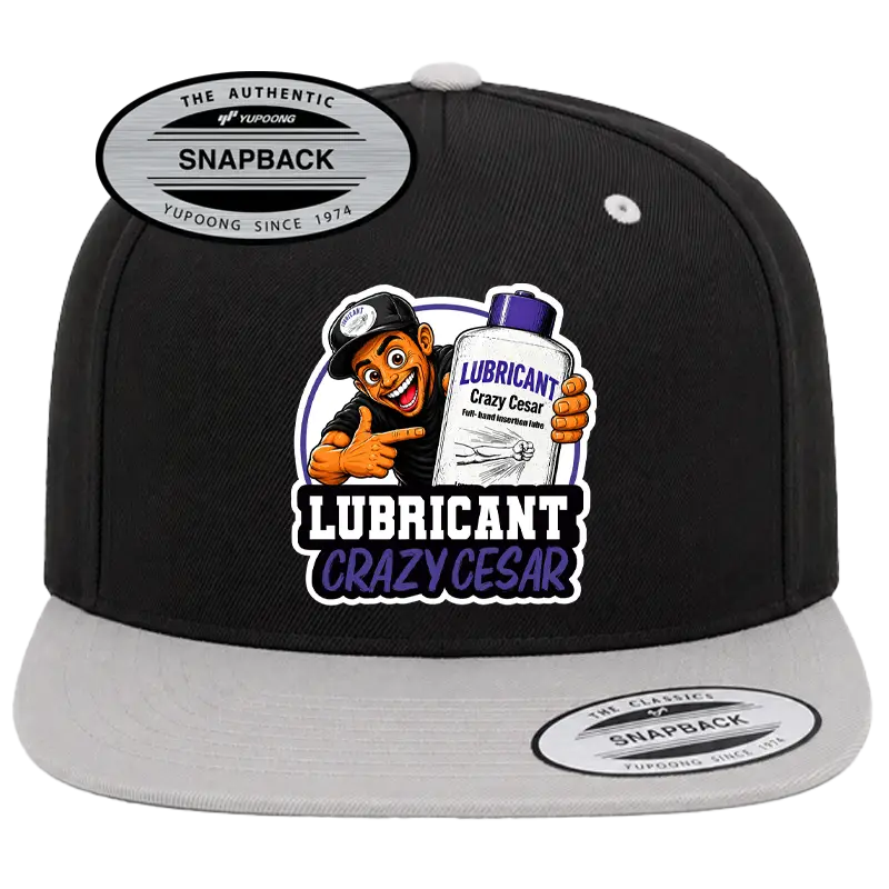 Crazy Cesar Black Snapback Cap ā Lubricant Logo Flat Bill Hat