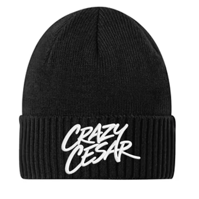 Crazy Cesar Black Beanie – Bold Embroidered Streetwear