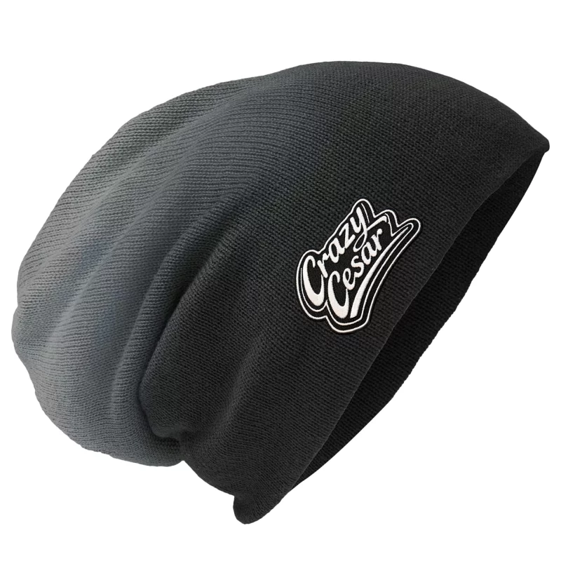 Embroidered Beanie Crazy Cesar Black – Uppercase Logo Streetwear Knit Hat