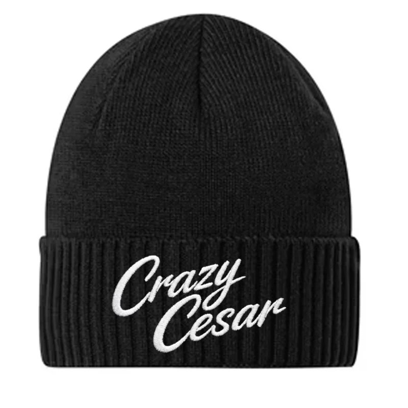 Crazy Cesar Black Beanie – Embroidered Streetwear Hat