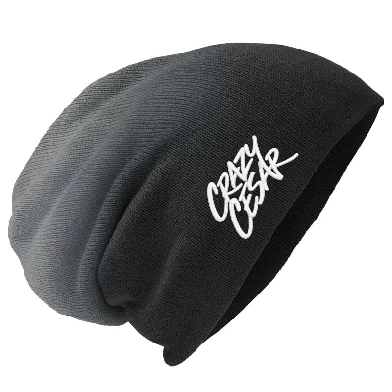 Embroidered Beanie Crazy Cesar – Black Knit Hat