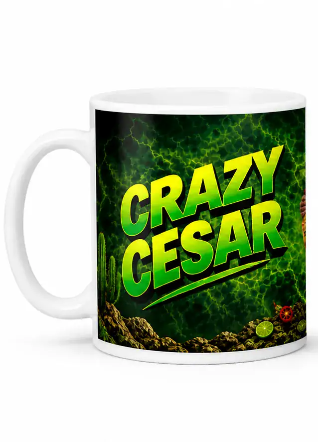 Crazy Classic Mug THE VOICE Crazy Cesar mug featuring "The Voice" theme with vibrant green lightning background.