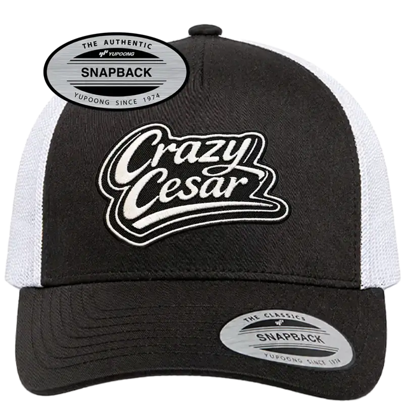 Crazy Cesar Snapback Hat Gray – 5 Panel Flat Bill Trucker Cap