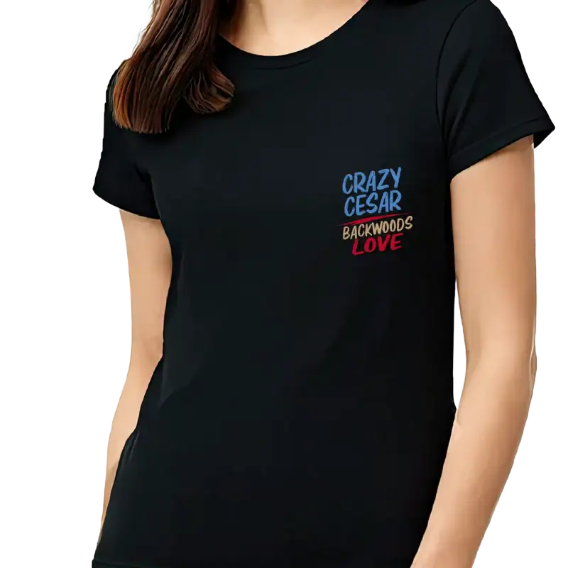 Crazy Cesar Ranch Cow Graphic Women’s T-Shirt – Black