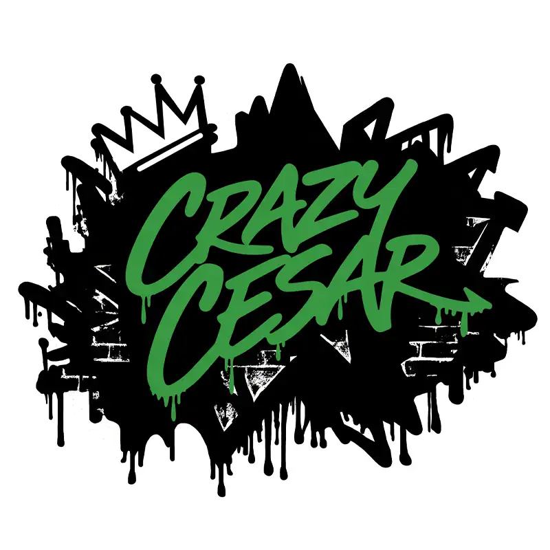 Crazy Cesar Blue Script Vinyl Sticker (Color May Vary)