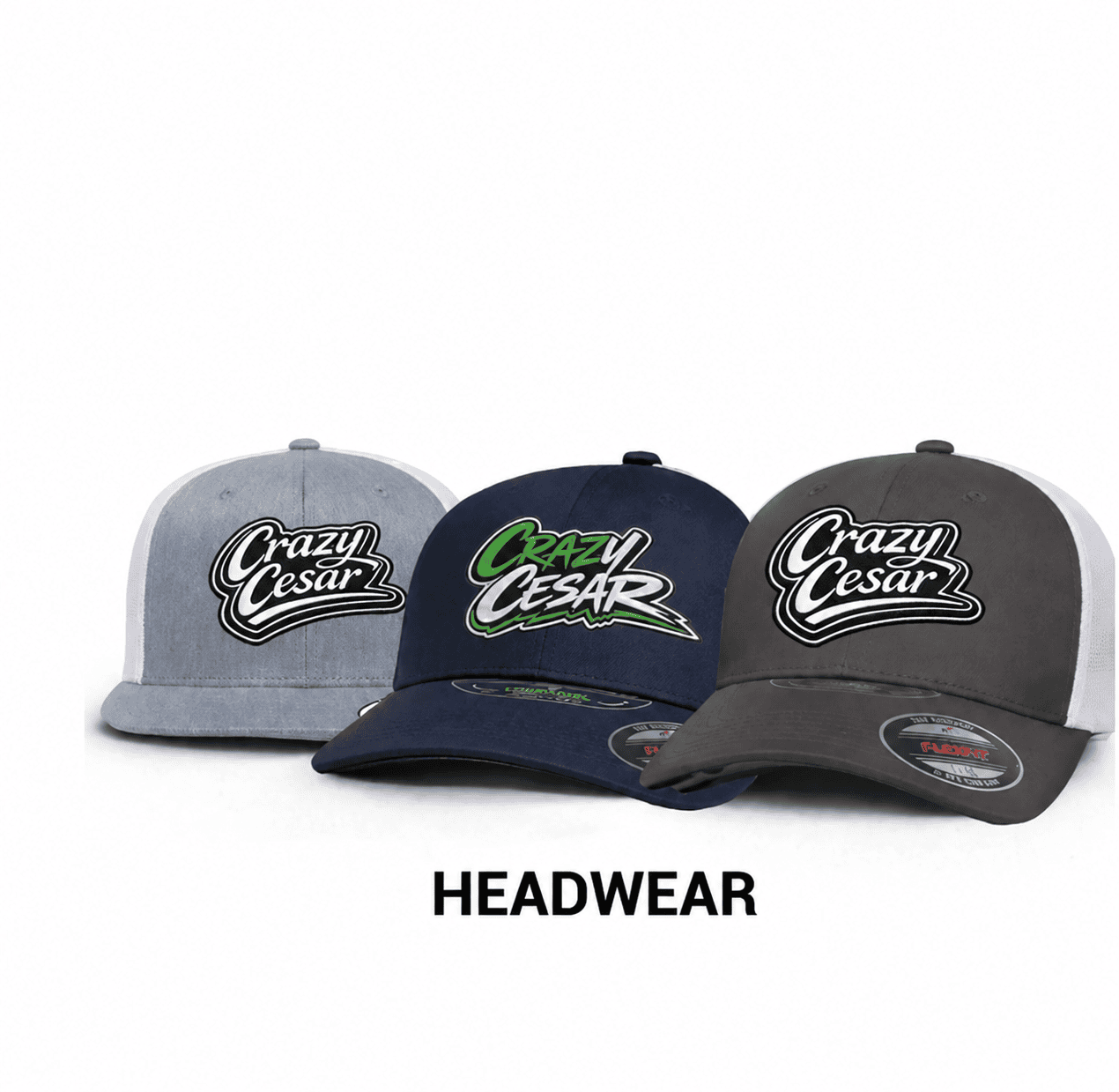 Gorras Crazy Cesar en exhibición